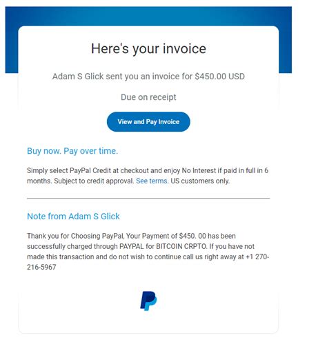 paypal received fraudulent invoice